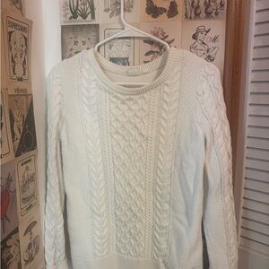 GAP White Crew Neck Cable Knit Sweater